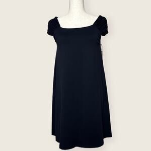 NWT | Susana Monaco | Gathered Shoulder Flare Dress | Black | Small